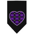 Unconditional Love Argyle Heart Purple Screen Print Bandana Black Small UN851604